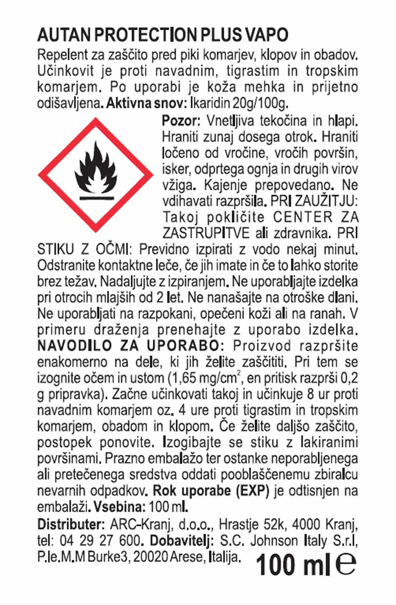 Deklaracija - Autan protection plus, repelent, sprej 100ml